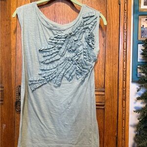 LOFT Women's Ruffle Detail Muscle Tee - Light Blue